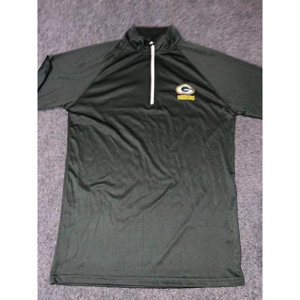 Dunbrooke Green Bay Packers Mens Medium Green 1/4 Zip Pullover Jacket NFL Logo
